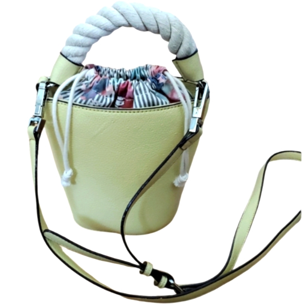 Sanctuary $158 Yellow Leather Bucket Convertible‎ Crossbody Bag With Rope Handle